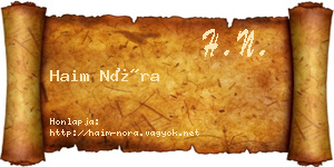 Haim Nóra névjegykártya